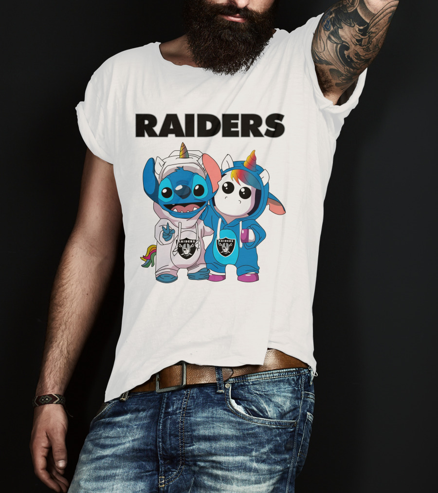 Raiders Stitch And Unicorn In Team Hoodies T-Shirt