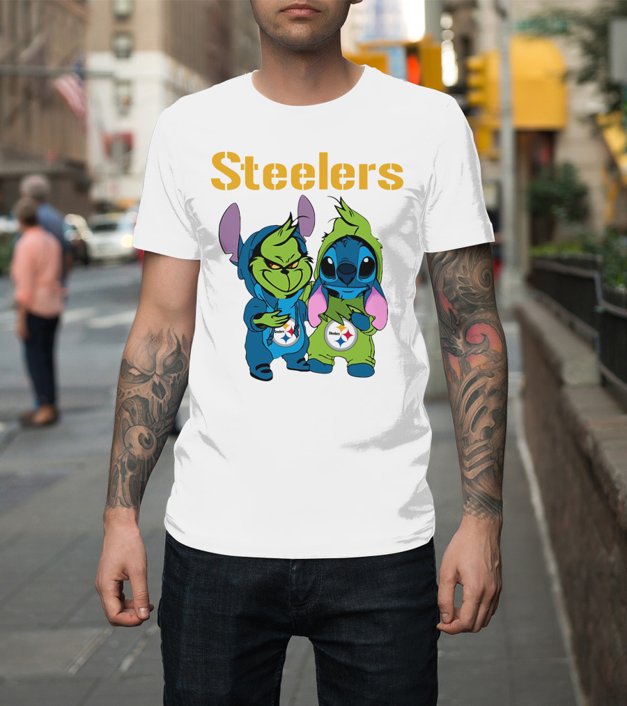 Grinch And Stitch Steelers Fans T-Shirt