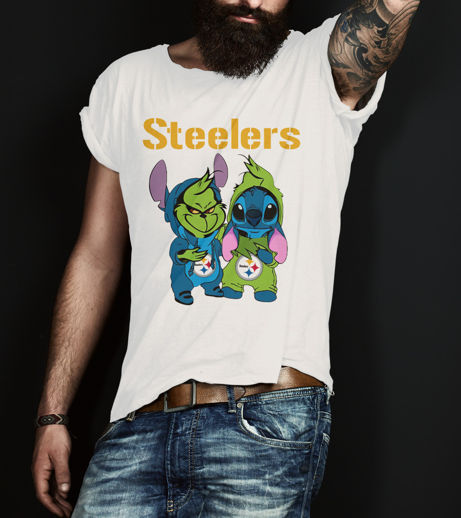 Grinch And Stitch Steelers Fans T-Shirt