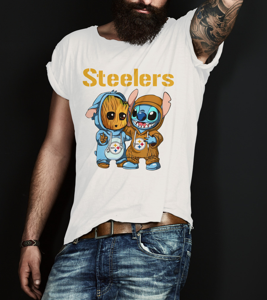 Steelers Groot And Stitch NFL25 Disney T-Shirt