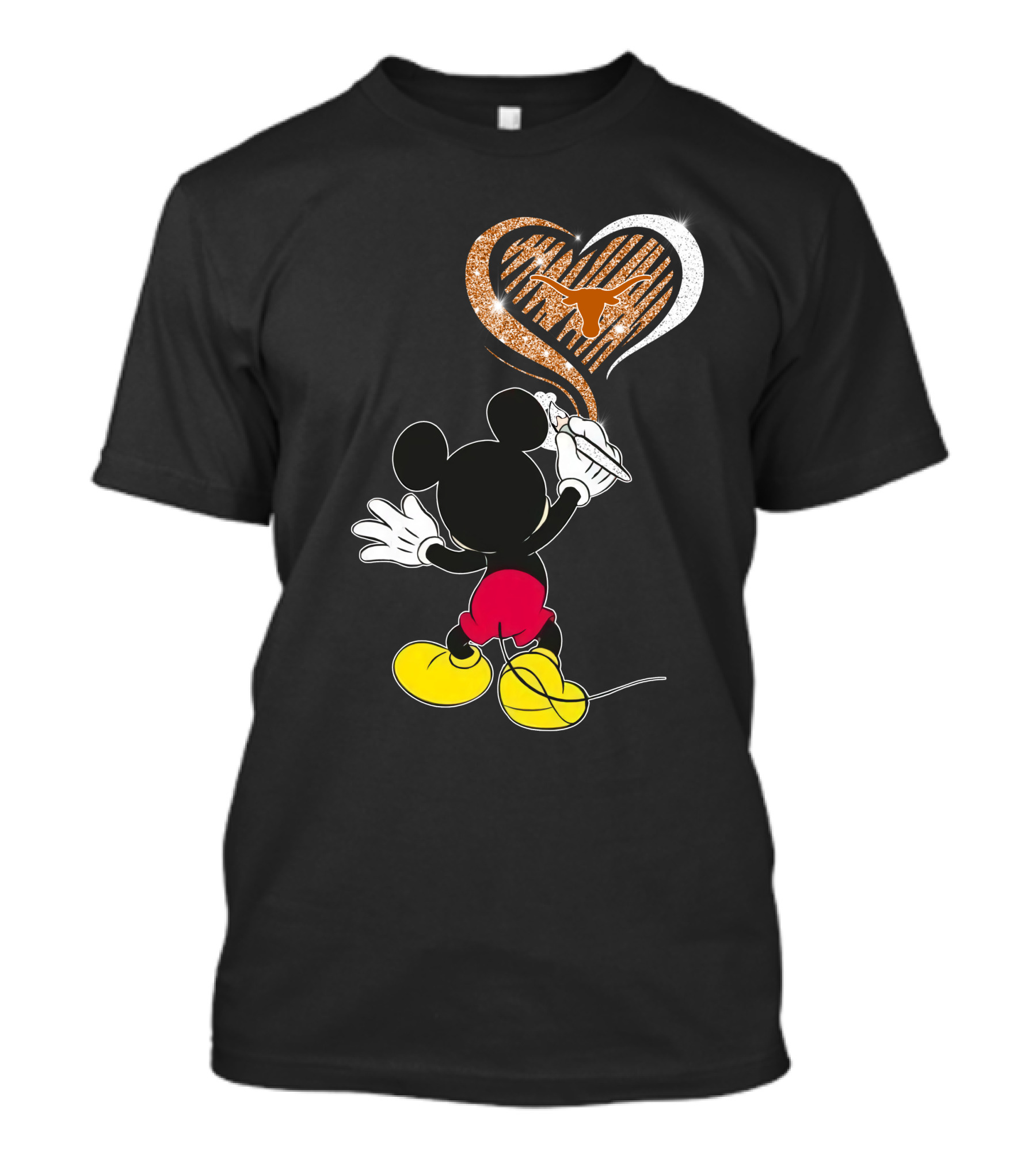Mickey Mouse Painting Heart Texas Longhorns 32 T-Shirt