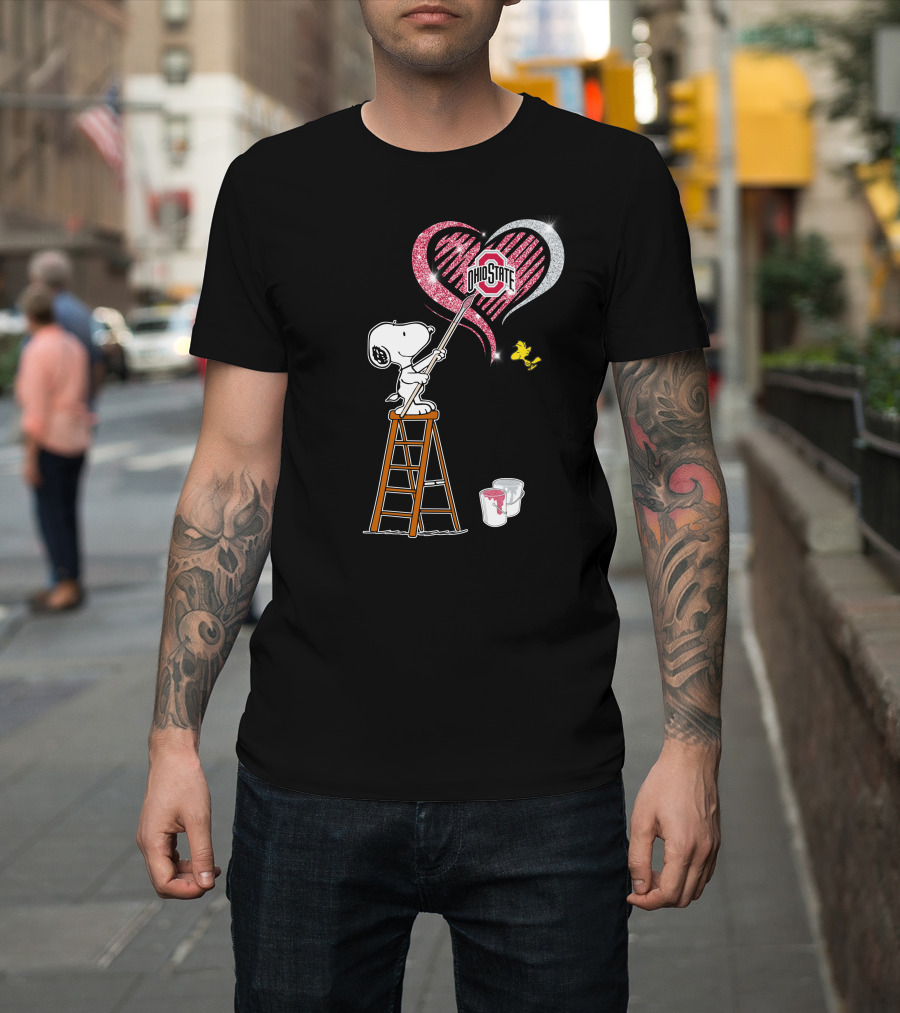 Ohio State Snoopy Heart Painting T-Shirt