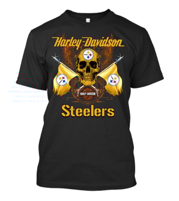 Harley Davidson Steelers Skull Flags T-Shirt