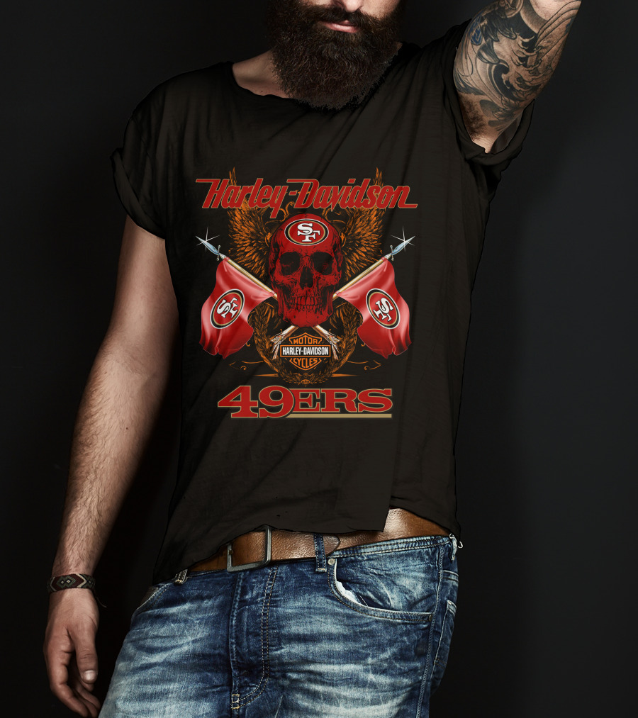 Harley Davidson Sf Skull Flags 49ers T-Shirt
