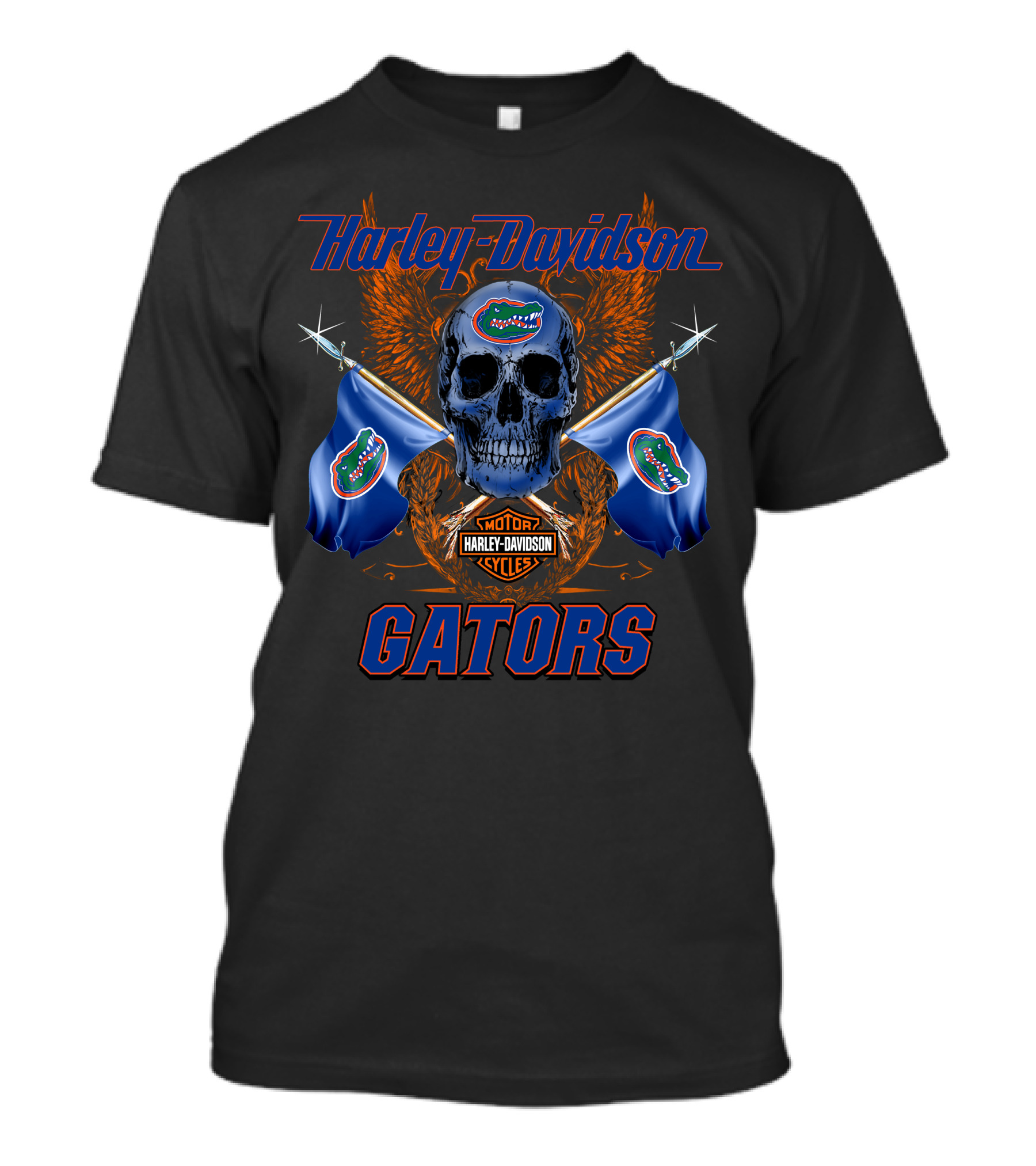 Harley Davidson Florida Gators Skull Flags T-Shirt