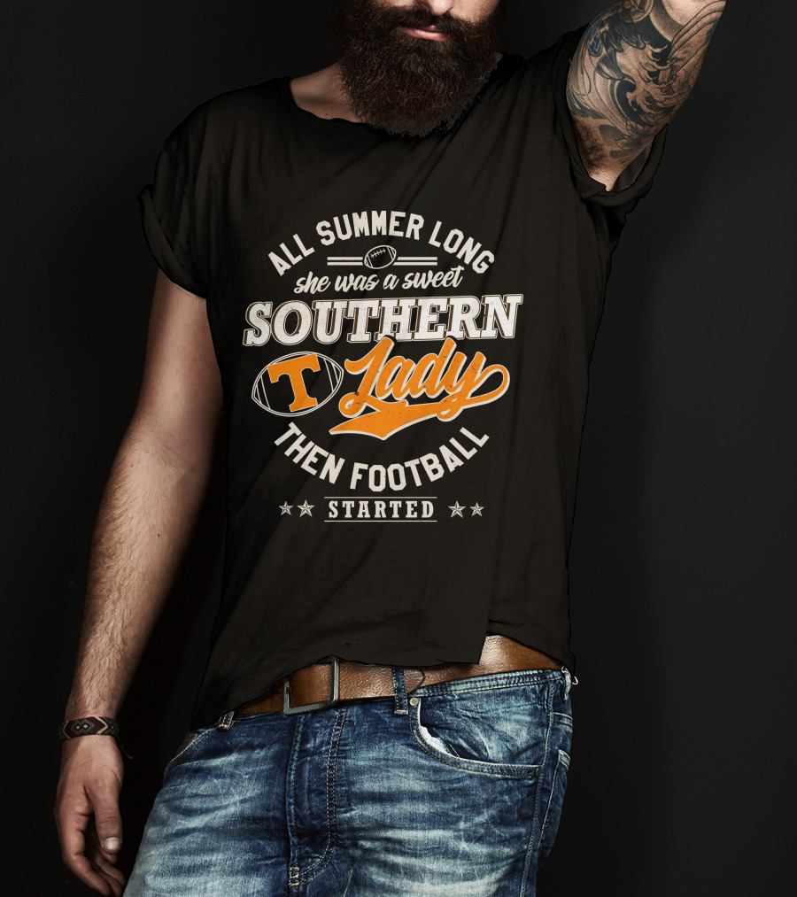 All Summer Long Sweet Southern Lady Football Tennessee Vols T-Shirt