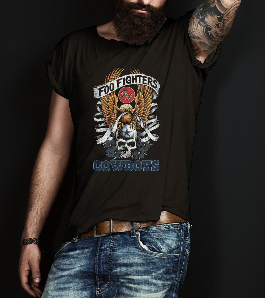 Foo Fighters FF Eagle Skull Star Cowboys T-Shirt