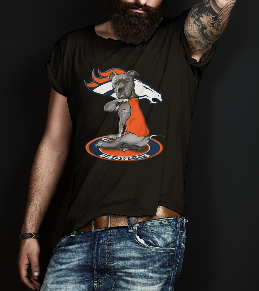 Denver Broncos Dog With Team T-Shirt