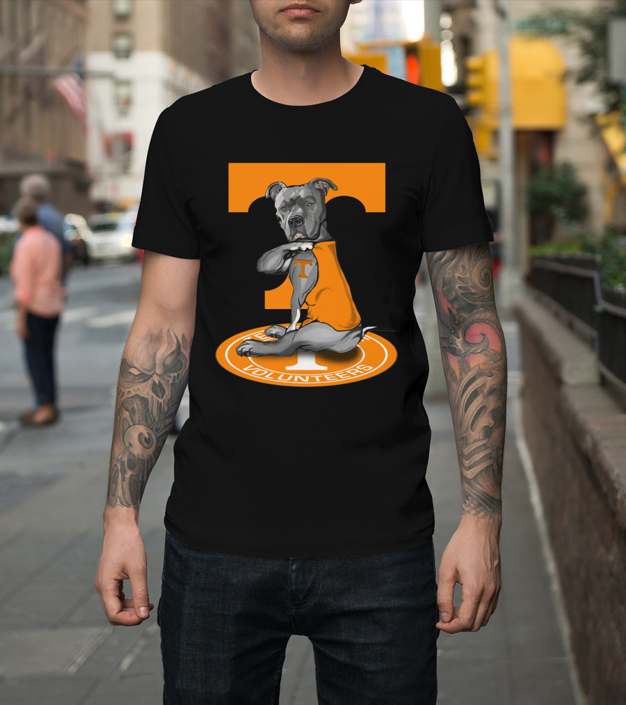 Tennessee Volunteers Dog In Orange T-Shirt With Power T T-Shirt
