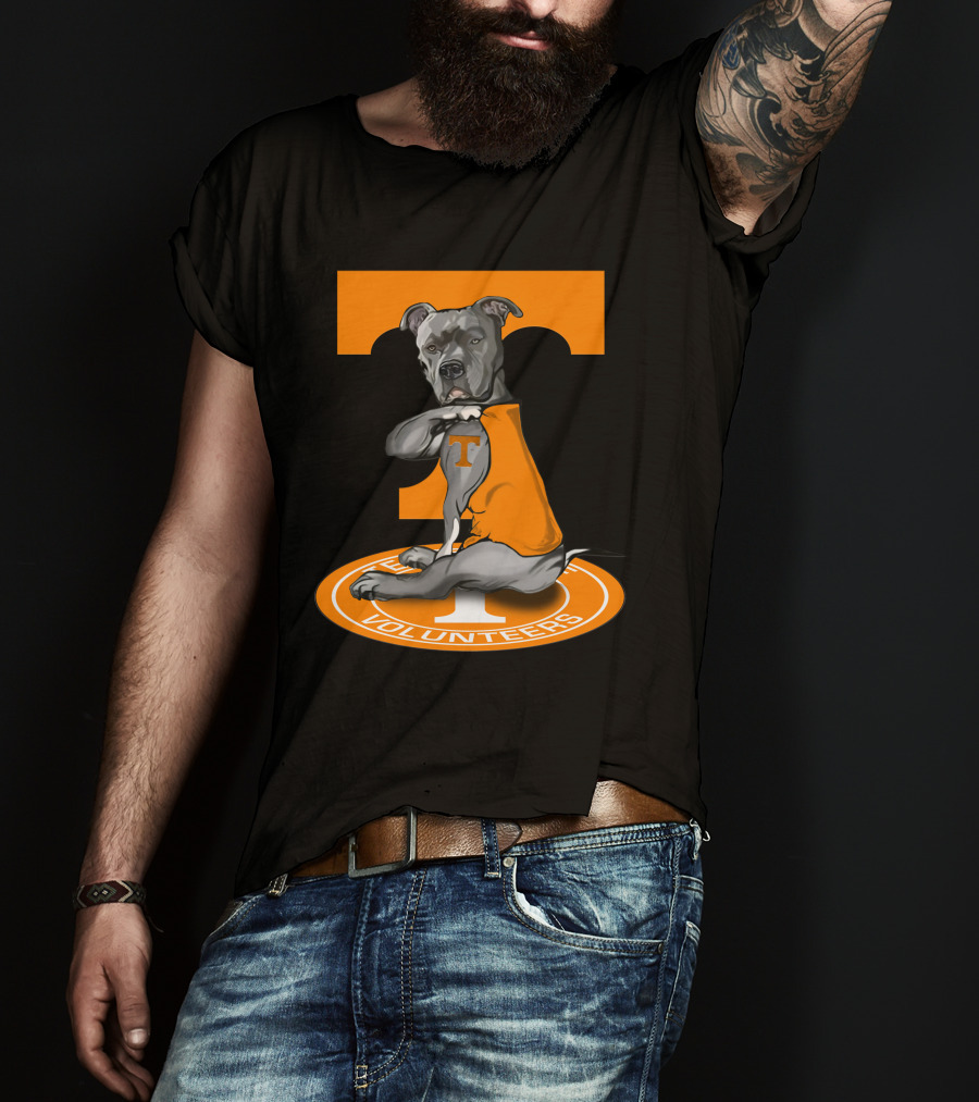 Tennessee Volunteers Dog In Orange T-Shirt With Power T T-Shirt