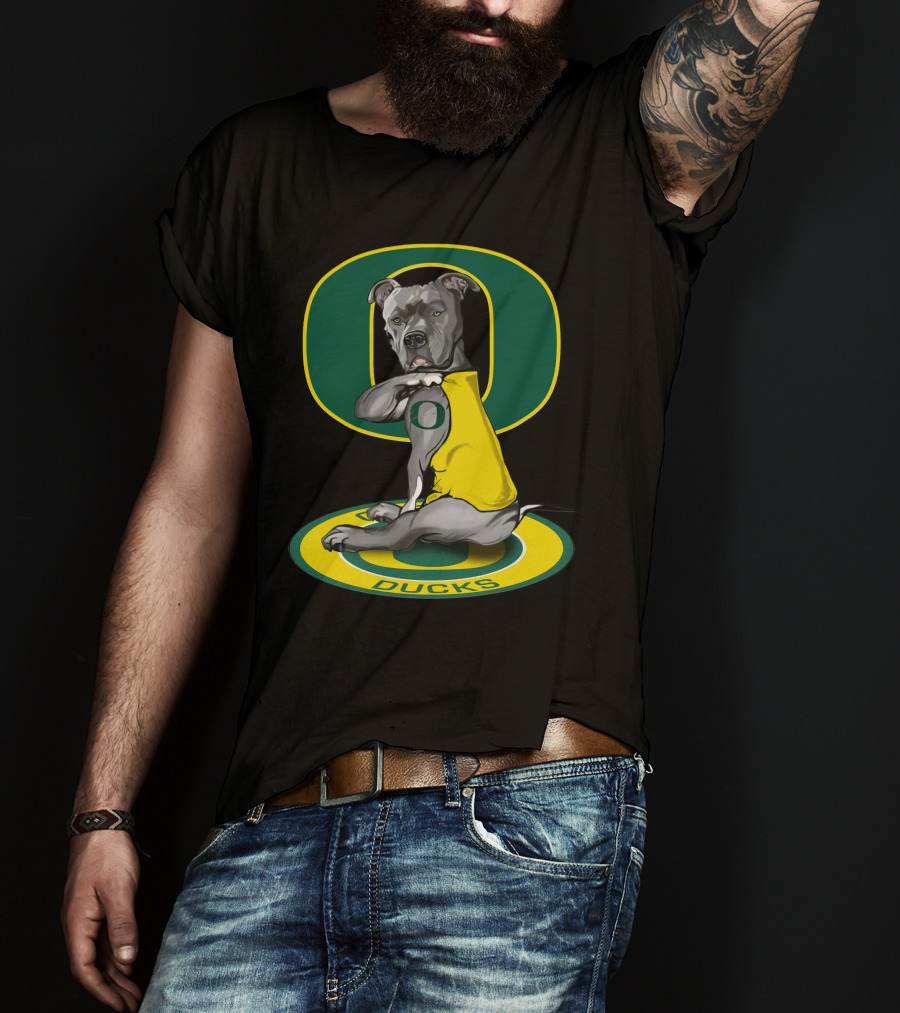 Oregon Ducks Bulldog With Yellow Vest And University T-Shirt