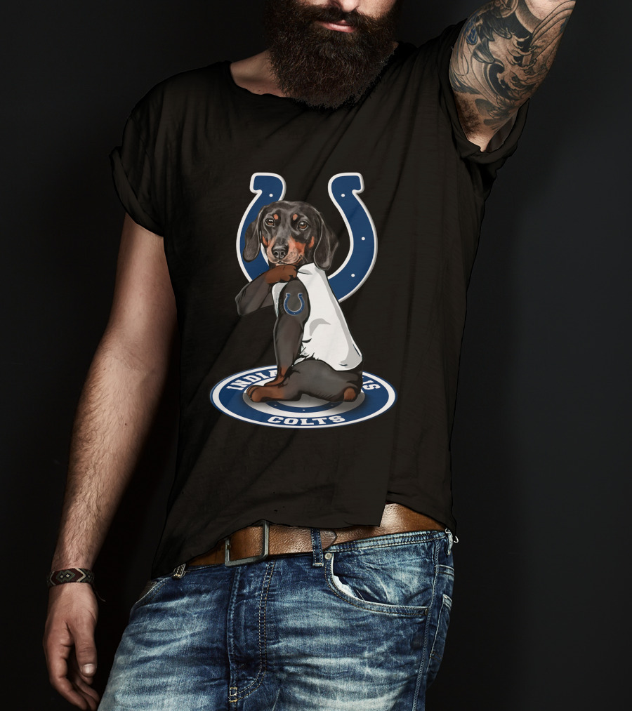 Indianapolis Colts Dog Wearing Horseshoe T-Shirt