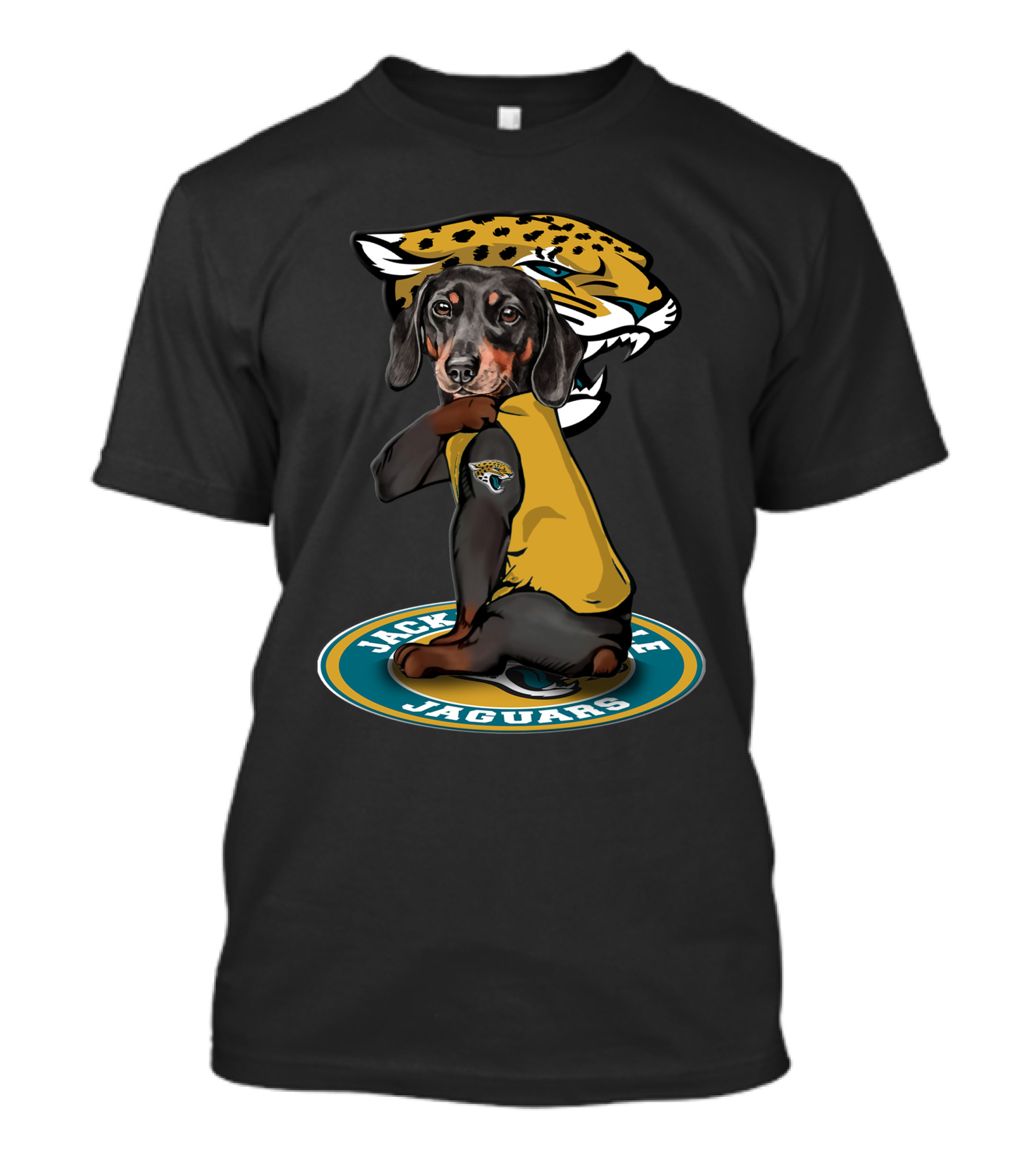 Jacksonville Jaguars Dachshund Dog In Team Logo T-Shirt