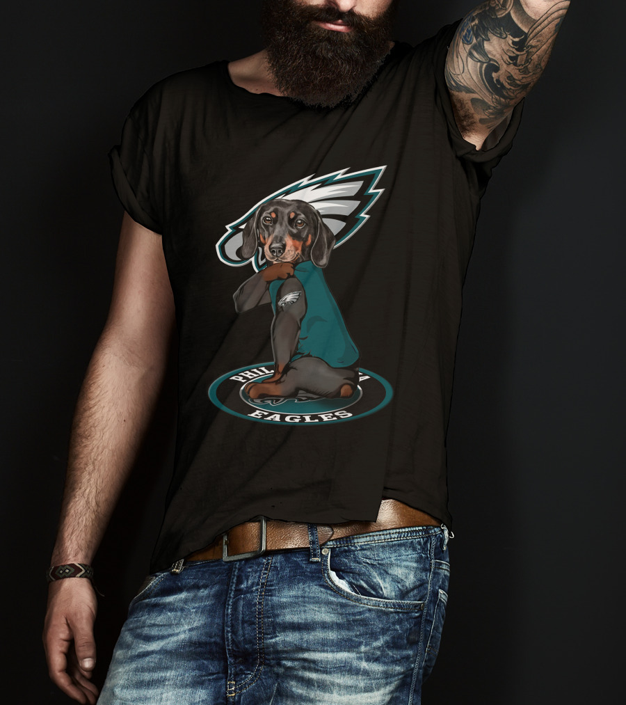 Philadelphia Eagles Dog With Team Logo And Jersey T-Shirt