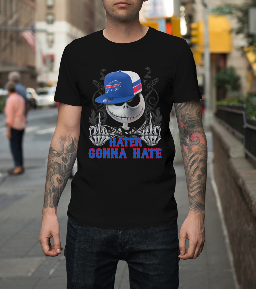 Hater Gonna Hate Buffalo Bills Skeleton Face Hat T-Shirt