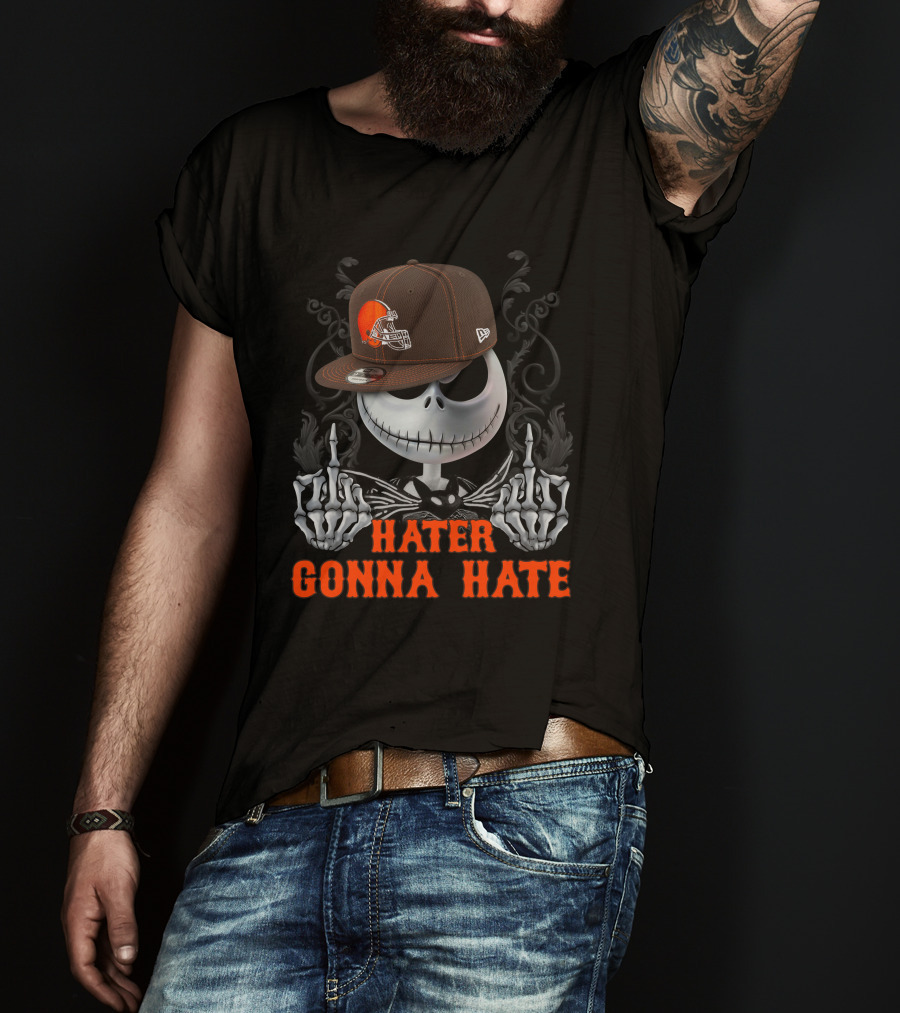 Cleveland Browns Hater Gonna Hate Skeleton Football Fan T-Shirt
