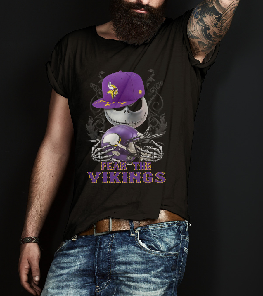Fear The Vikings Minnesota Vikings Skeleton Halloween Football T-Shirt