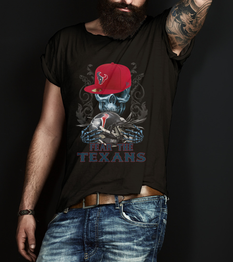 Fear The Texans Ds002-13 Houston Texans Skull With Caps And Helmet T-Shirt