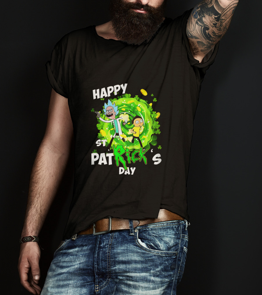 Happy St. Patrick's Day Rick And Morty Portal Adventure T-Shirt