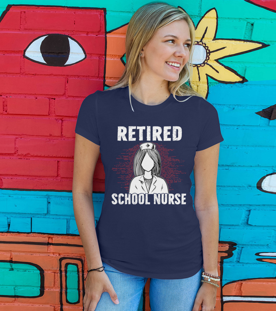 Retired School Nurse Vintage Nurse Figure With Hat T-Shirt