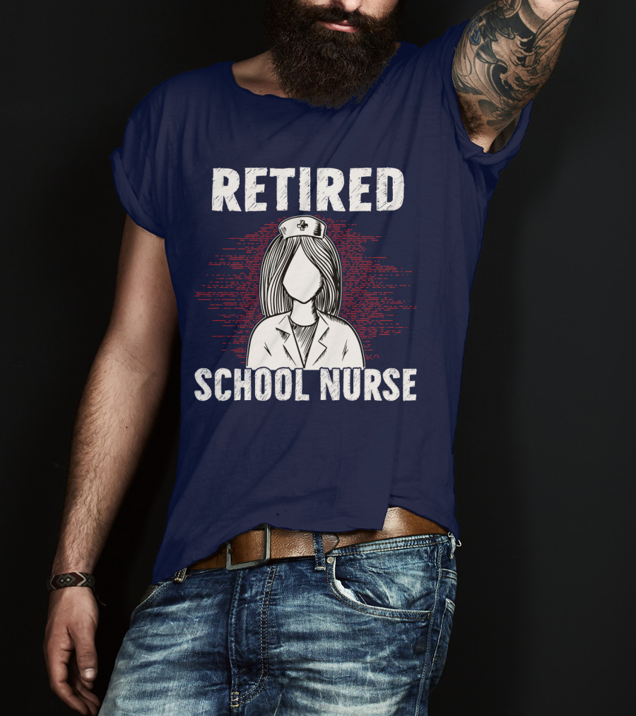 Retired School Nurse Vintage Nurse Figure With Hat T-Shirt