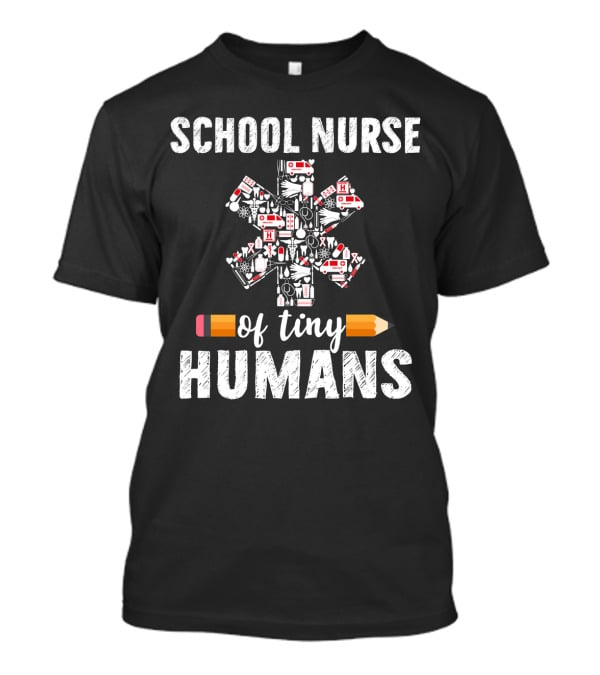 School Nurse Of Tiny Humans Emergency Symbols Pencil Cross T-Shirt