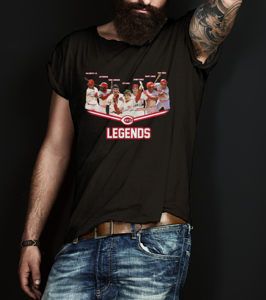 Reds Legends Ken Griffey Jr Joe Morgan Ernie Lombardi Pete Rose Johnny Bench Barry Larkin Tony PErez T-Shirt