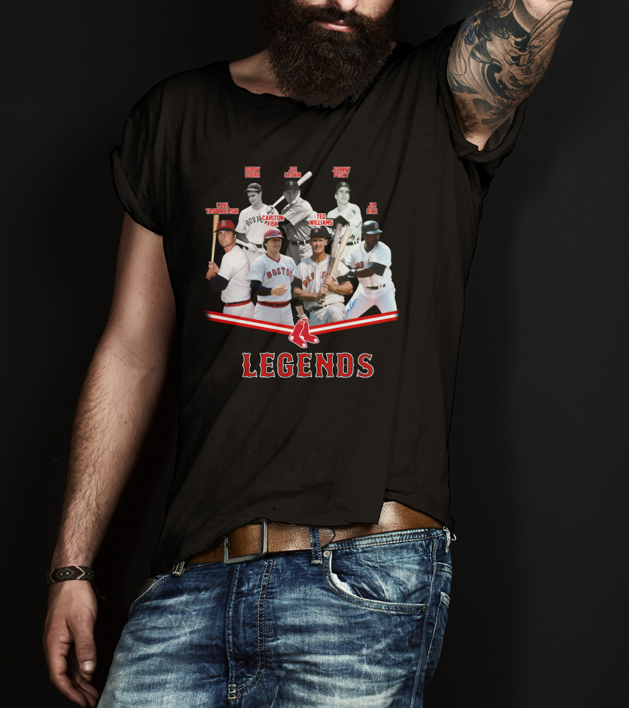 Boston Red Sox Legends Ted Williams Carl Yastrzemski Bobby Doerr Joe Cronin Johnny Pesky Carlton Fisk Jim Rice T-Shirt
