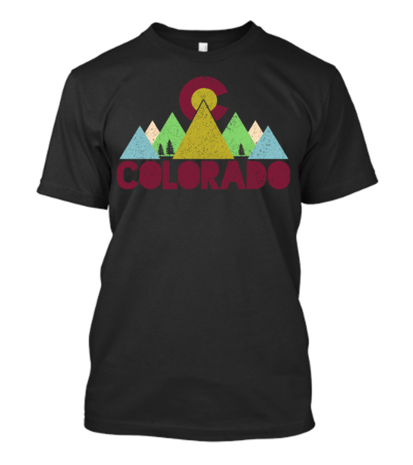 Colorado Mountains With State Flag Elements And Trees T-Shirt