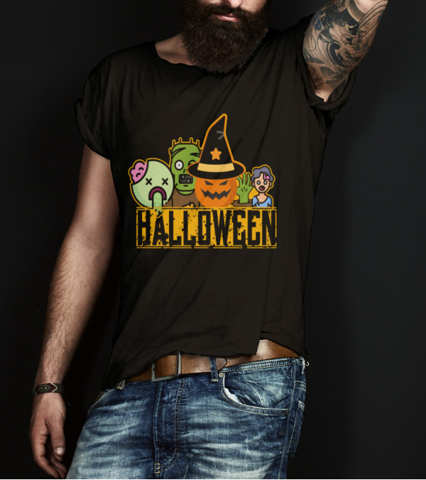 Halloween Zombie Pumpkin Monster Lineup T-Shirt