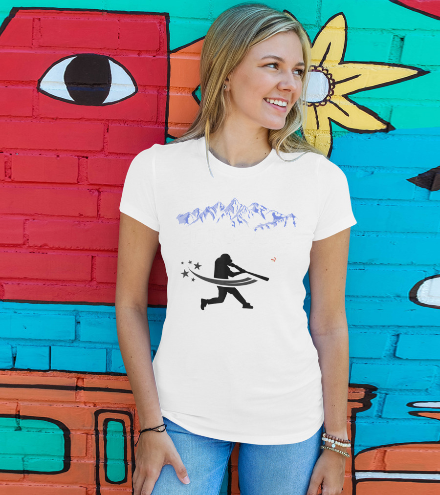 Colorado Rocky Mountain Baseball Silhouette And Stars T-Shirt