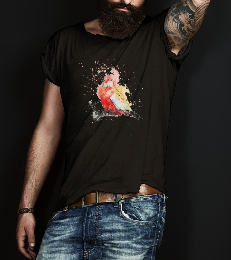 Vibrant Watercolor Parakeet Burst T-Shirt