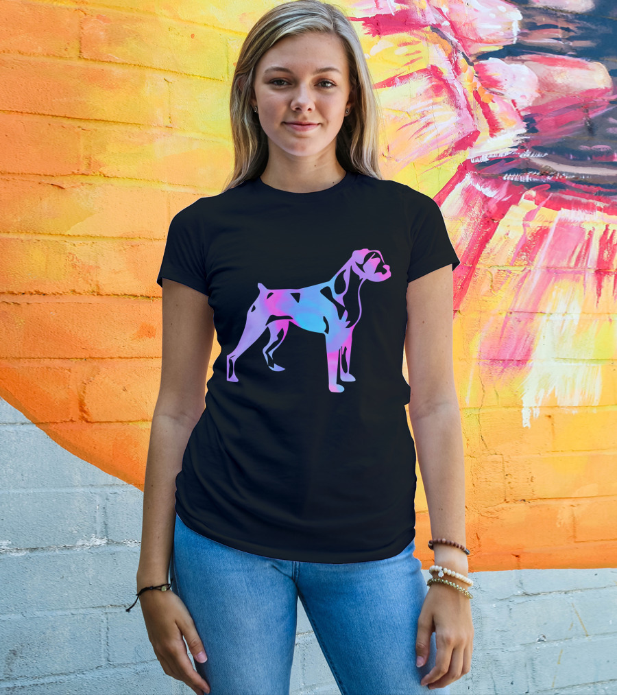 Colorful Watercolor Boxer Dog Psychedelic T-Shirt