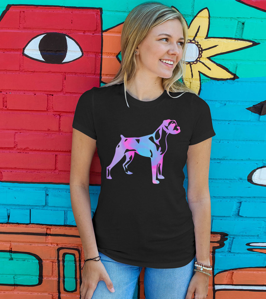 Colorful Watercolor Boxer Dog Psychedelic T-Shirt