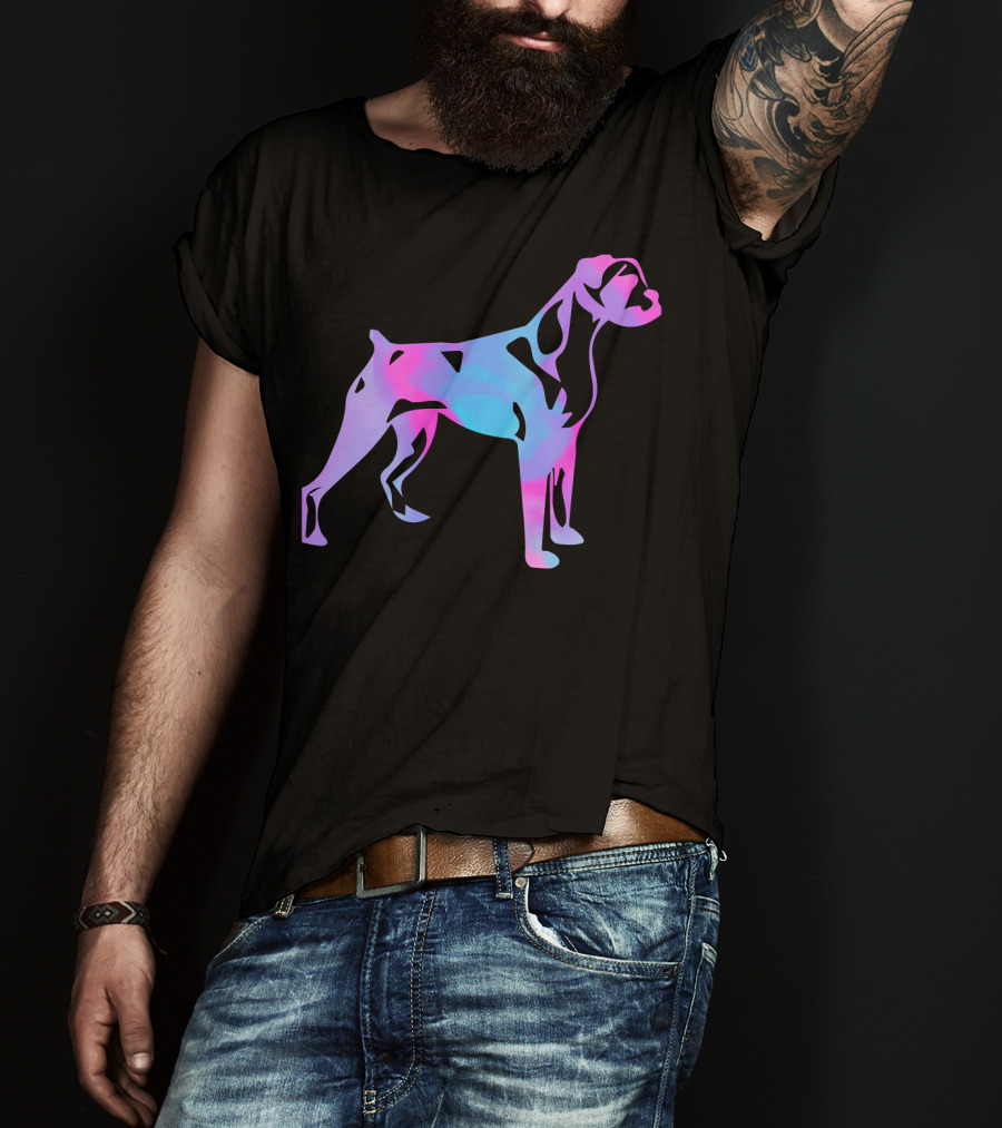 Colorful Watercolor Boxer Dog Psychedelic T-Shirt