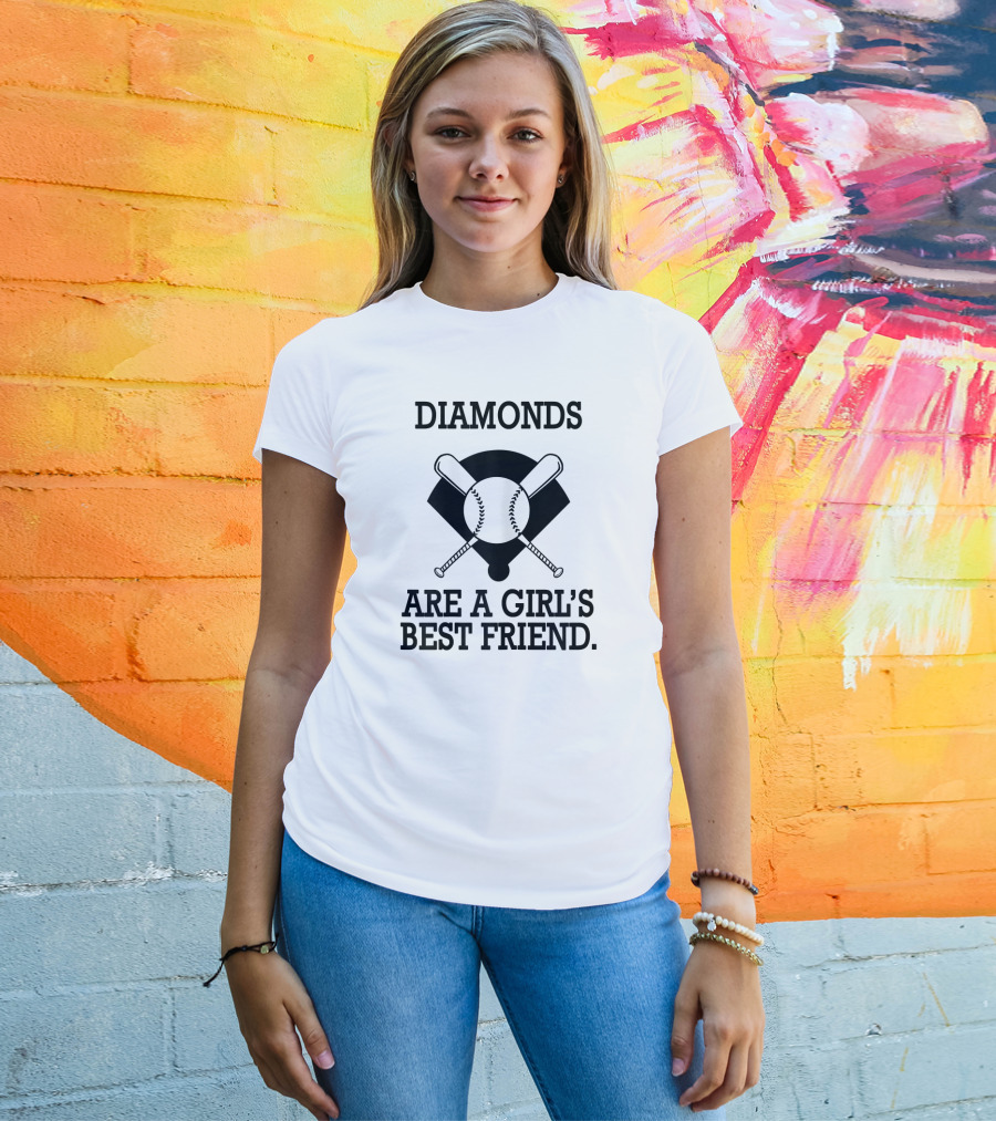 Diamonds Are A Girl's Best Friend Baseball Softball T-Shirt