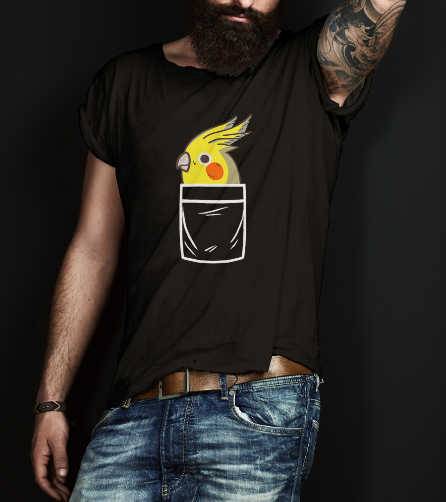 Crazy Cockatiel Funny Bird In Pocket T-Shirt