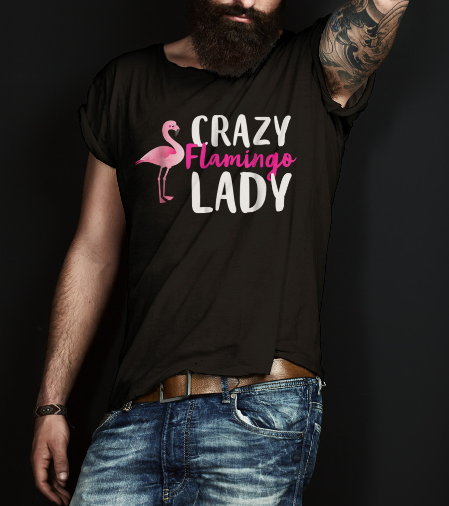 Crazy Flamingo Lady Wading Bird Species Lover T-Shirt