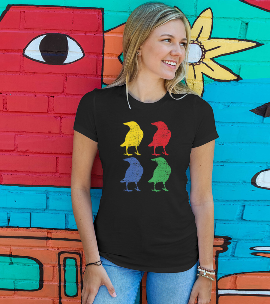 Crow Raven Bird Love Pop Art Quartet T-Shirt
