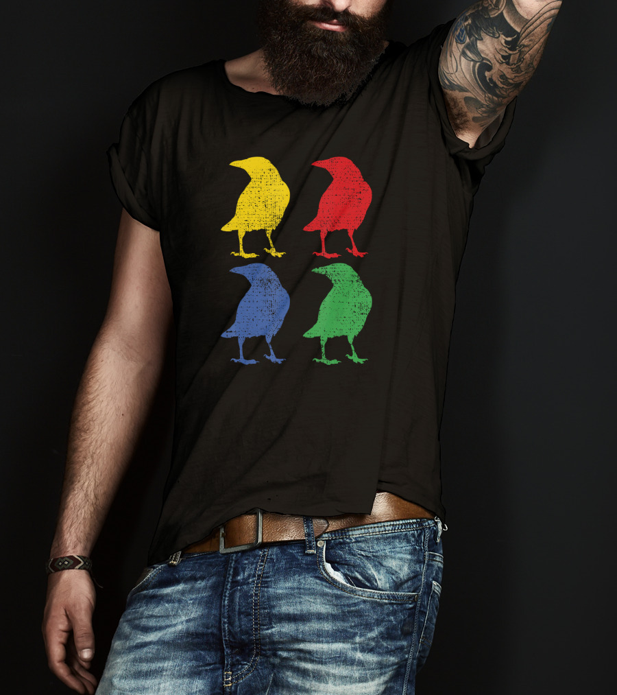 Crow Raven Bird Love Pop Art Quartet T-Shirt