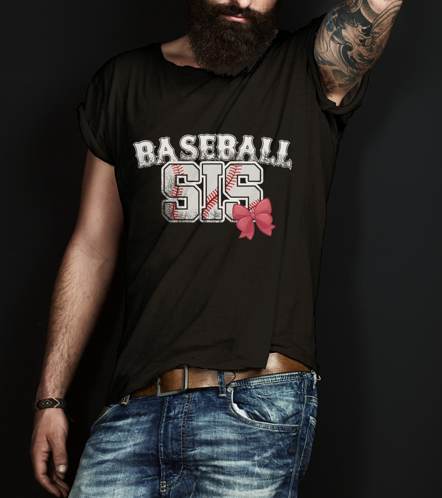 Baseball Sis With Pink Bow T-Shirt