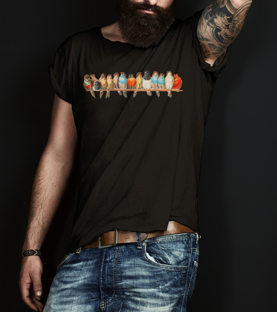 Cute Vintage Birds Perched On A Wire T-Shirt