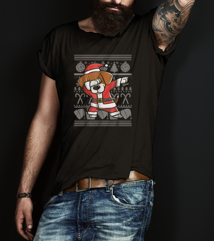 Santa Dabbing Beagle Dog Christmas T-Shirt