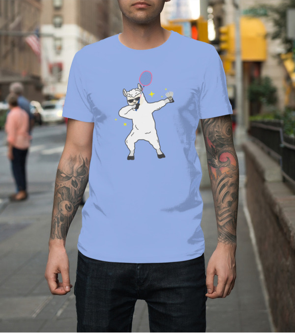 Shirt: Dabbing Llama Badminton Racket and Shuttlecock T-Shirt Dabbing Llama Badminton Racket and Shuttlecock T-Shirt