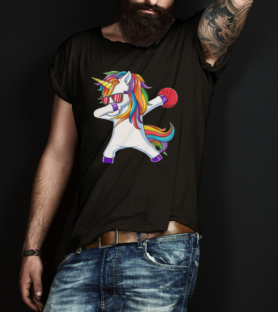 Dabbing Unicorn With Bowling Ball And Sunglasses Iconic T-Shirt