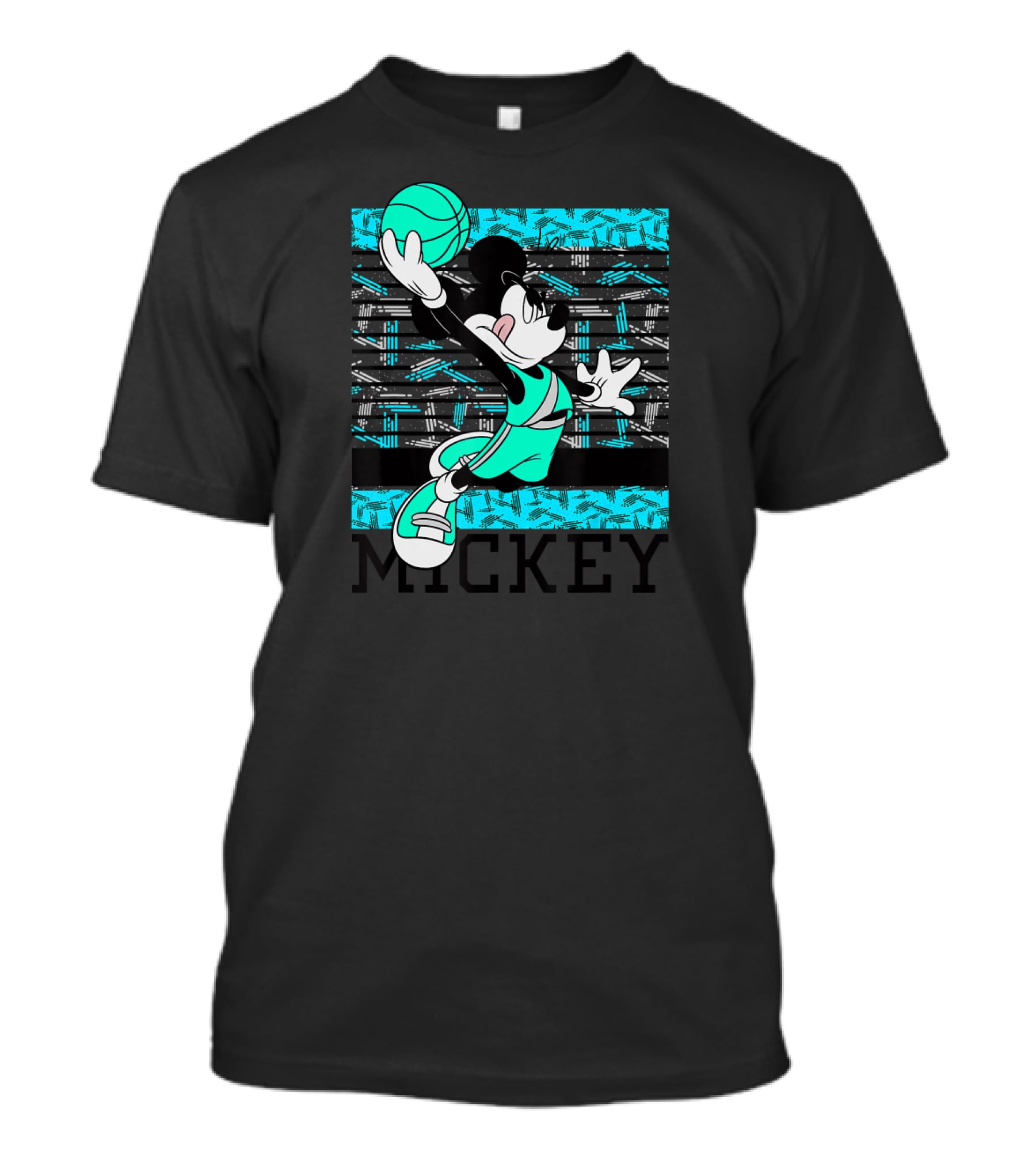 Mickey Mouse Basketball Slam Dunk Teal T-Shirt