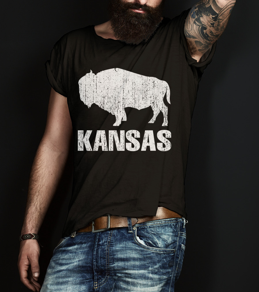 Distressed Kansas State Buffalo T-Shirt