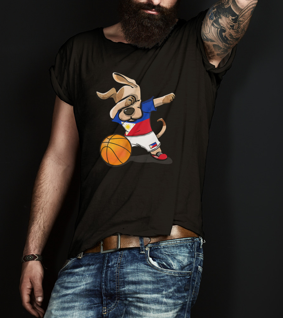 Dog Dabbing Basketball Philippines Jersey Flag T-Shirt