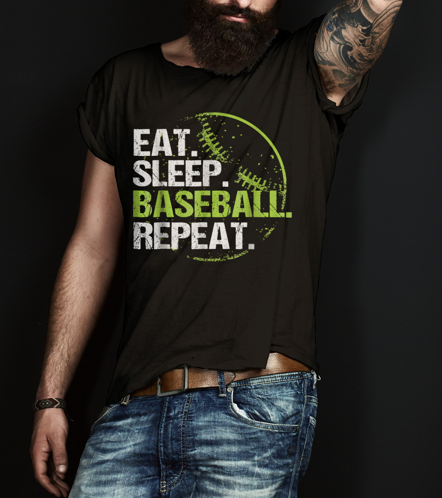 Eat Sleep Baseball Repeat Practice Training T-Shirt