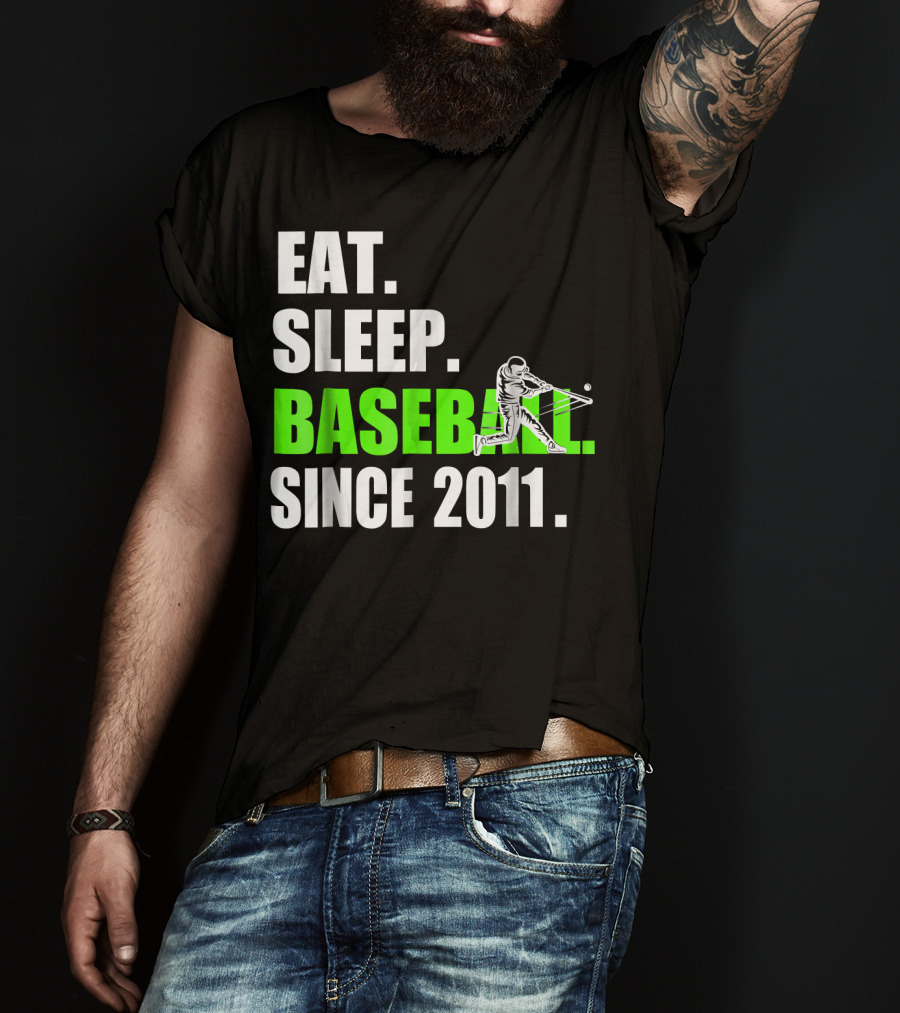Eat Sleep Baseball Since 2011 Batter Swinging T-Shirt